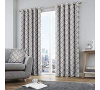 Fusion - Brooklyn Paire de Rideaux à œillets 100% Coton Gris 168 x 137 cm