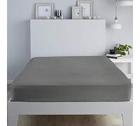 Fusion Brushed Bedding Parure de lit brossée-Drap-Housse de 28 cm, 100% Coton, Charbon, Simple