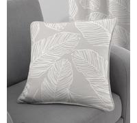 Fusion - Coussin à Feuilles Naturelles (43 x 43 cm) - 100% Coton - Rembourrage Inclus - Coussin imprimé Feuilles Tropicales en Lin Naturel avec Housses incluses - Rideaux Assortis Disponibles