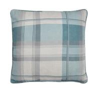 Fusion - Coussin tartan bleu canard (43 x 43 cm) - 100% coton Remplissage inclus - Coussin à carreaux bleu ciel - Coussin bleu à carreaux - Coussins bleu clair avec housses incluses/inserts de coussin