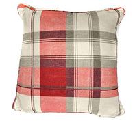 Fusion - Coussin Tartan Rouge (43 x 43 cm) - 100% Coton - Remplissage Inclus - Coussin à Carreaux Rouge Ru oussin Rouge à Carreaux - Coussins Bordeaux avec Housses incluses/Inserts de Coussin