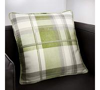 Fusion - Coussin Tartan Vert (43 x 43 cm) - 100% Coton - Rembourrage Inclus - Coussin à Carreaux Vert - Coussin Vert à Carreaux - Coussins Vert Citron avec Housses Incluses/Inserts de Coussin