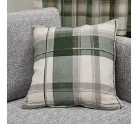 Fusion - Coussin Tartan Vert (43 x 43 cm) - 100% Coton - Rembourrage Inclus - Coussin à Carreaux Vert Olive - Coussin Vert à Carreaux - Coussins Vert foncé avec Housses incluses/Inserts de Coussin