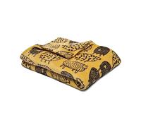 Fusion - Couverture Polaire Mouton Ocre (120 x 150 cm) - Couverture Douce et Confortable avec Animaux de la Ferme - Jeté de canapé Jaune Moutarde avec imprimé - Coussin et Housse de Couette Assortis
