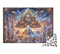 Fusion d'art de l'Égypte Ancienne Puzzle en Bois 1000 Pièces Adultes Et Enfants,Casse-tête,Jeu Éducatif,Dès 14 Ans,Déco Murale, Premium,Bois,Anti-Stress,Détente,Défi (75x50cm)
