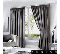 Fusion Dijon Rideaux occultants plissés doublés Gris Anthracite 167 x 228 cm