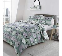 Fusion Dotty Sheep canard-260 x 220 cm-2 taies d'oreiller-Design réversible Animaux de la Ferme-Housse de Couette Agneau Bleu-Cadeaux Mouton, Polycoton, 220 x 260cm