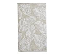 Fusion - Drap de Bain Feuille Naturelle (90x150cm) - 100% Coton - Super Doux - Serviette Feuilles de Palmier Tropicales - Drap de Bain en Lin & Blanc - Accessoire de Salle de Bain Naturel - Collection