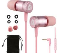 Fusion Ecouteurs Haute Qualité Audio - Durables + Garantis 5 Ans - Innovant - Ecouteur Intra-auriculaire avec Mousse à Mémoire de Forme et Microphone - Prise Jack 3,5mm - Nouvelle Version - Rose