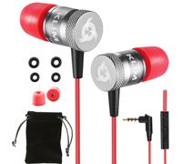 Fusion Ecouteurs Haute Qualité Audio - Durables + Garantis 5 Ans - Innovant - Ecouteur Intra-Auriculaire Avec Mousse À Mémoire De Forme Et Microphone - Prise Jack 3,5Mm - Nouvelle Version - Rouge