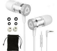 Fusion Ecouteurs Haute Qualité Audio - Nouveauté - Durables - Garantis 5 Ans - Innovant - Ecouteur Intra-auriculaire avec Mousse à Mémoire de Forme et Microphone - Prise Jack 3,5mm - Blanc