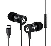 KLIM Fusion Écouteurs USB-C avec Micro Hi-FI, Mousse à Mémoire, Connecteur Type-C, Noir