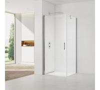 Fusion ensemble porte pivotante /paroi 90x90cm anticalcaire avec profilés chrome brillant (SATFUDP90S90-SET)
