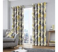 Fusion Home Furnishings Tropical Housse de Coussin Jaune Ocre 43 x 43 cm, Ocre, Curtains: 66" Width x 72" Drop (168 x 183cm)