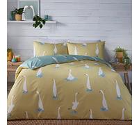Fusion - Housse de Couette Canard Mignon - 230 x 220 cm - 2 Taies d'oreiller - Réversible (2 Couleurs) - Entretien Facile - Parure de Lit Oie Drôle - Housse de Couette Canards - Cadeaux Canard