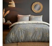 Fusion - Housse de Couette Girafe Gris/Blanc - 230 x 220 cm - 2 taies d'oreiller - Design réversible - Literie Animaux du Zoo - Literie Gris et Blanc avec girafes - Cadeaux girafes