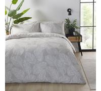 Fusion Housse de couette Naturel Leaf - Super King (260x220 cm) - Motif réversible - Blanc et Naturel - Feuilles - Collection Matteo
