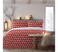 Fusion - Housse de Couette Noël Red Robin - 140 x 200 cm - Réversible (2 Couleurs) - 1x taie d'oreiller Incluse - Housse de Couette Red Robin Bird - Parure de lit de Noël en Rouge et Blanc