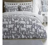 Fusion - Housse de Couette Polaire Artic Animals Teddy - 200 x 200 cm - 2 taies d'oreiller - Housse de Couette Ours Polaire, cerf et Pingouin - Literie de Noël/Literie d'hiver - Décorations de Noël