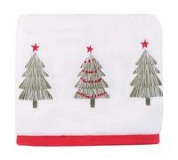 Fusion Lot de 2 essuie-Mains 100% Coton Motif sapins de Noël Blanc 50 x 90 cm