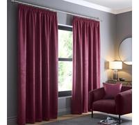 Fusion Lot de 2 Panneaux de Rideaux plissés Thermiques et insonorisants - 100% Coton - pour Chambre à Coucher - Rouge Bordeaux - 117 x 137 cm (l x L)