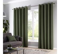 Fusion Lot de 2 Rideaux occultants à œillets - Vert Bouteille - 117 x 137 cm - 100% Coton - Tissage épais - Thermique/insonorisant - pour Chambre à Coucher et Salon