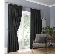 Fusion Lot de 2 Rideaux occultants plissés Thermiques pour Chambre à Coucher et Salon Noir uni 117 x 137 cm