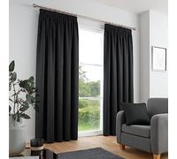Fusion Lot de 2 rideaux plissés 100% coton - Insonorisants et thermiques pour chambre à coucher - Noir - 117 x 183 cm