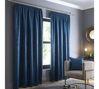 Fusion Lot de 2 Rideaux plissés Bleu Sarcelle de 229 x 183 cm (l x L) 100% Coton - Rideaux plissés insonorisants et Thermiques pour Chambre à Coucher - Bleu Sarcelle