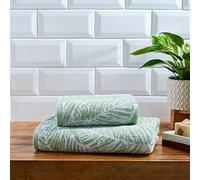 Fusion Matteo Green Leaf Serviette de Bain - 70 x 130 cm - 100% Coton - Imprimé Palmier Tropical Super Doux - Serviette de Bain Verte et Blanche - Serviette de Bain légère et absorbante - Accessoire