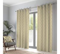 Fusion - Navaho - Paire de Rideaux à œillets Style bohème 100% Coton - 168 x 137 cm - Ocre