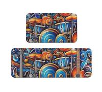 Fusion Of Musical Elements Lot de 2 tapis de cuisine antidérapants en bois pour la maison et le bureau
