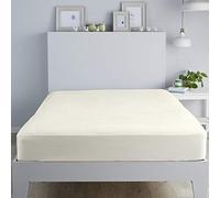 Fusion - Parure de lit brossée - Drap-Housse 100 % Coton de 28 cm - Lit Double en crème.
