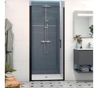 Fusion Porte de douche 90x196cm pivotante anticalcaire avec profilé noir mat (SATFUD90NIKAC)