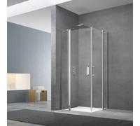 Fusion Portes de douche acces en angle pivotantes 90x90cm anticalcaire avec profilés chrome brillant (SATFUD9090-SET)
