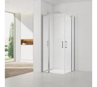 Fusion Portes de douche acces en angle pivotantes 90x90cm anticalcaire avec profilés chrome brillant (SATFUDP9090-SET)