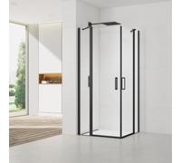 Fusion Portes de douche acces en angle pivotantes 90x90cm anticalcaire avec profilés noir mat (SATFUDP9090C-SET)