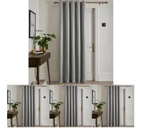 Fusion - Rideau Simple argenté 168 x 214 cm - 1 Panneau - Rideau à œillets argenté - Rideau Thermique pour Chambre/Salon - Rideau et drapé Gris Clair - Rideau de Porte - Collection Strata (Lot de 4)