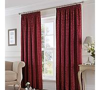 Fusion - Rideaux damassés Rouge Bordeaux 117 x 183 cm - 2 Panneaux - Rideaux Jacquard à Plis Crayon en Rouge - Rideaux et tentures baroques Traditionnels - Rideaux insonorisés pour Chambre/Salon