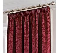 Fusion - Rideaux damassés Rouge Bordeaux 229 x 229 cm - 2 Panneaux - Rideaux Jacquard à Plis Crayon en Rouge - Rideaux et tentures baroques Traditionnels - Rideaux insonorisés pour Chambre/Salon