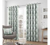 Fusion Rideaux doublés en Coton avec œillets, Motif Arbres - Bleu Canard, Tissu, Bleu Canard, 46 x 72-inch,