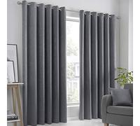 Fusion - Rideaux Gris Anthracite 168 x 183 cm - 2 Panneaux - Rideaux à œillets en Charbon de Bois - Rideaux Thermiques pour Chambre/Salon - Rideaux et tentures - Rideaux de Porte - Collection Strata