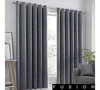 Fusion - Rideaux Gris Anthracite 229 x 275 cm - 2 Panneaux - Rideaux à œillets en Anthracite - Rideaux Thermiques pour Chambre/Salon - Rideaux et tentures - Rideaux de Porte - Collection Strata