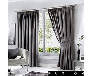 Fusion Rideaux occultants plissés Thermiques pour Salon et Chambre à Coucher - Gris foncé - Dijon - 228 x 137 cm