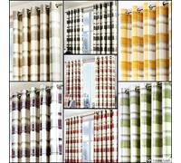 Fusion Balmoral Check Tartan Ocre 229 x 183 cm-100% Coton-2 Panneaux Jaunes œillets Citron/Gris à Carreaux-Rideaux Moutarde pour Salon/Chambre à Coucher, 229 x 183cm
