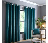 Fusion - Rideaux Vert forêt 229 x 229 cm - 2 Panneaux - Rideaux à œillets en Turquoise - Rideaux Thermiques pour Chambre/Salon - Rideaux et tentures - Rideaux de Porte - Collection Strata