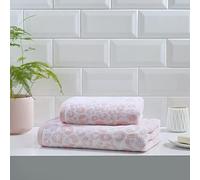 Fusion Serviette de Bain Jacquard 100% Coton - Imprimé Animal - 70 x 130 cm - Blush