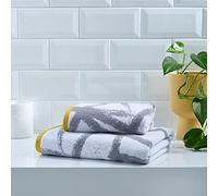Fusion Serviette de Bain Leda 100% Coton Jacquard 70x130cm Gris/Ocre