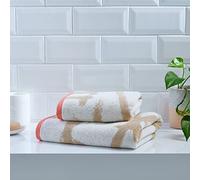 Fusion Serviette de Bain Leda 100% Coton Jacquard 70x130cm Naturel/Corail