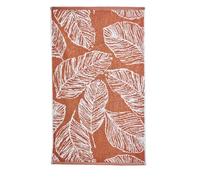 Fusion - Serviette de Toilette Feuille de Terre Cuite (50 x 90 cm) - 100% Coton - Super Douce - Serviette de Toilette en Forme de Feuilles de Palmier Tropicales - Serviette Blanche/Petite Serviette